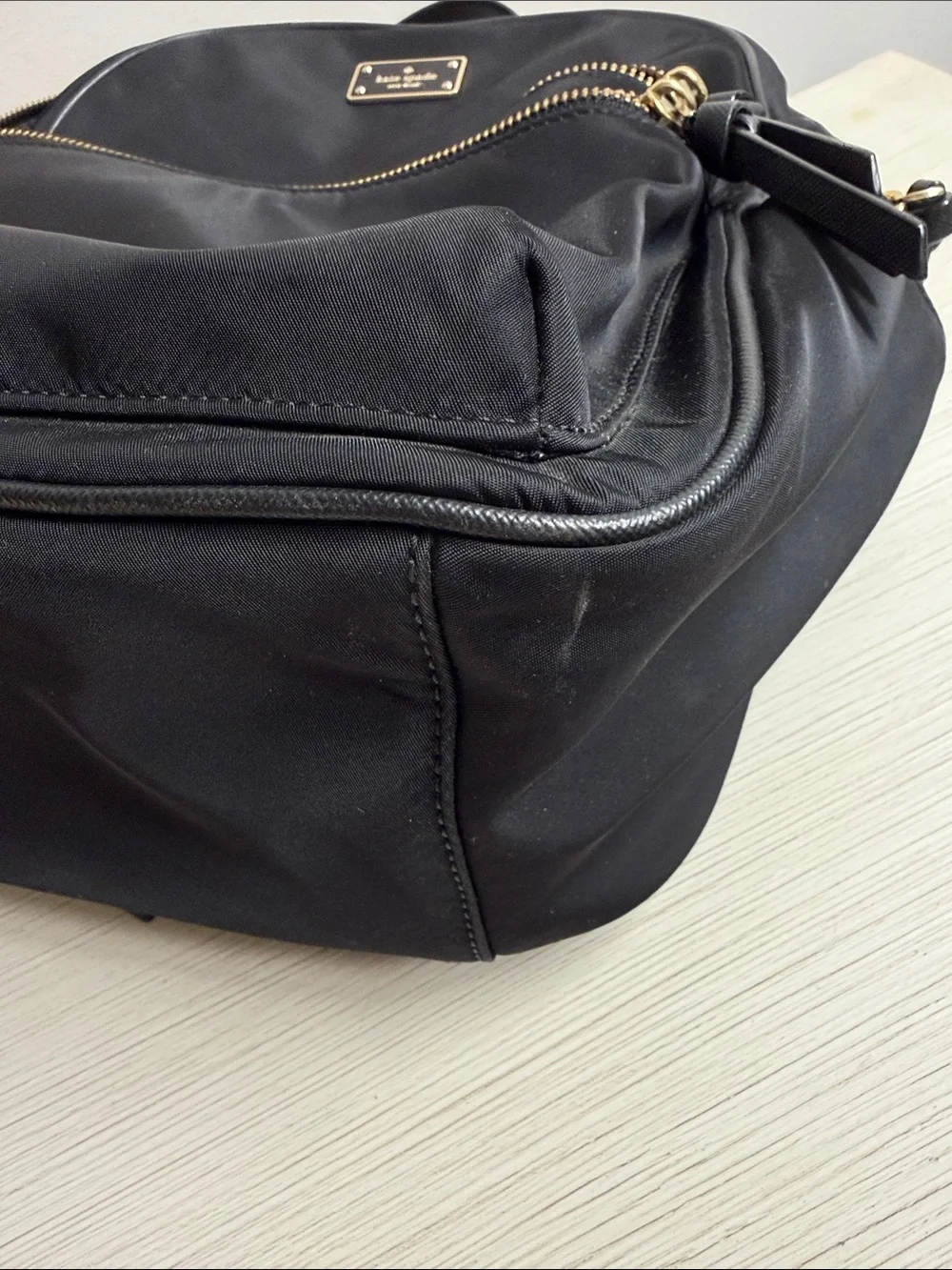kate spade Black Nylon Backpack with Gold Hardware Accents